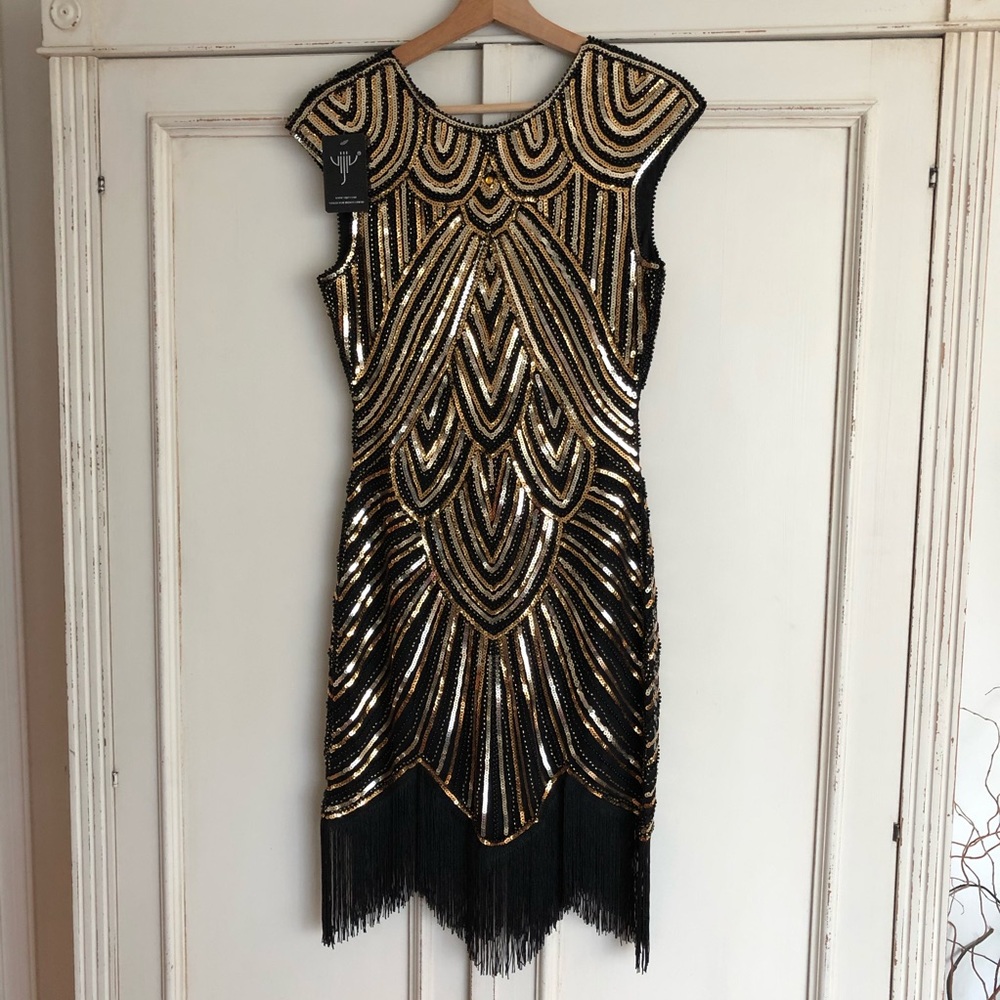 Beaded Great Gatsby Flapper Holiday Party Dress